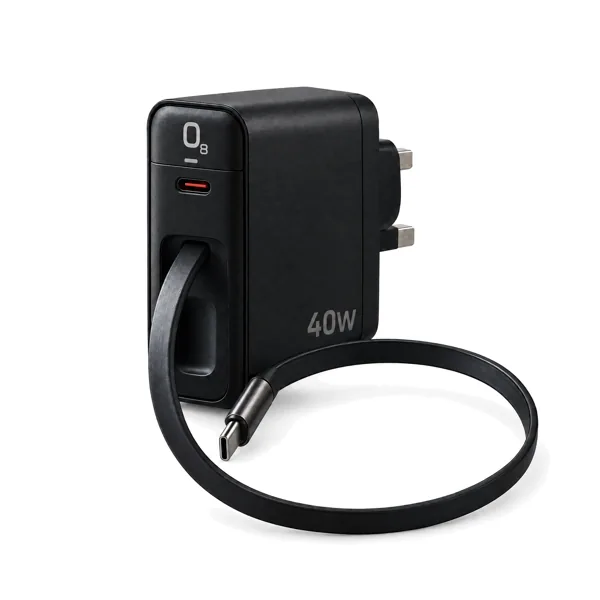 شاحن O8 GaN بقوة 40 واط بكيبل USB-C مدمج